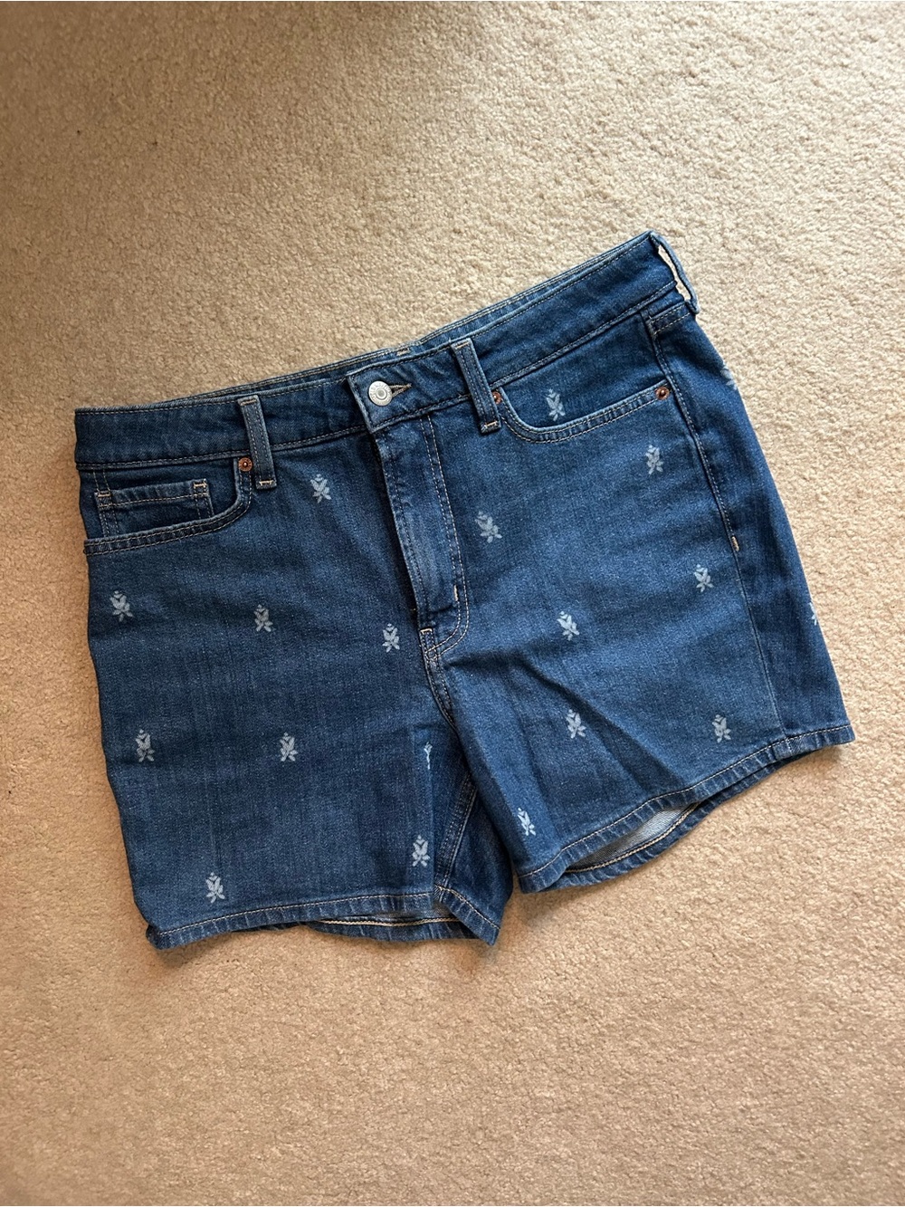 Old Navy Dark Blue Embroidered Denim Shorts